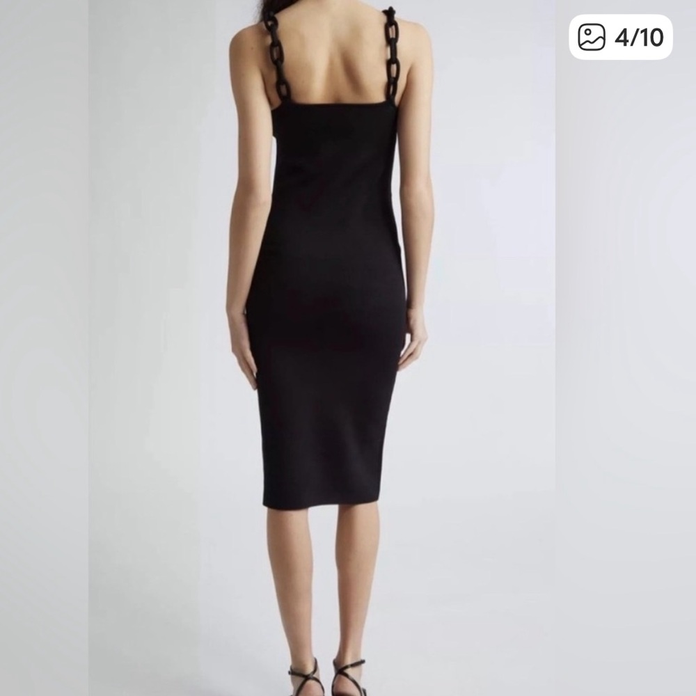 Alice + Olivia Black Loop-Strap Midi Dress